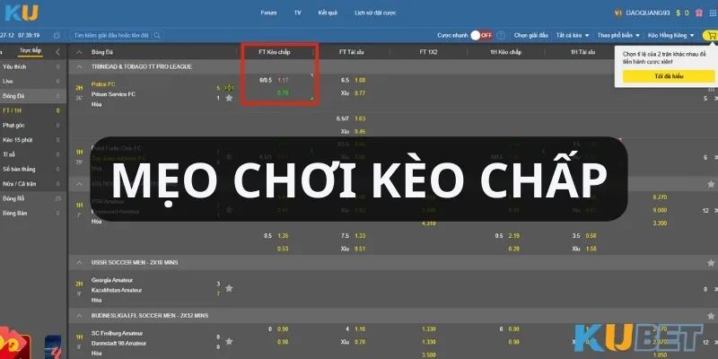 mẹo chơi kèo chấp